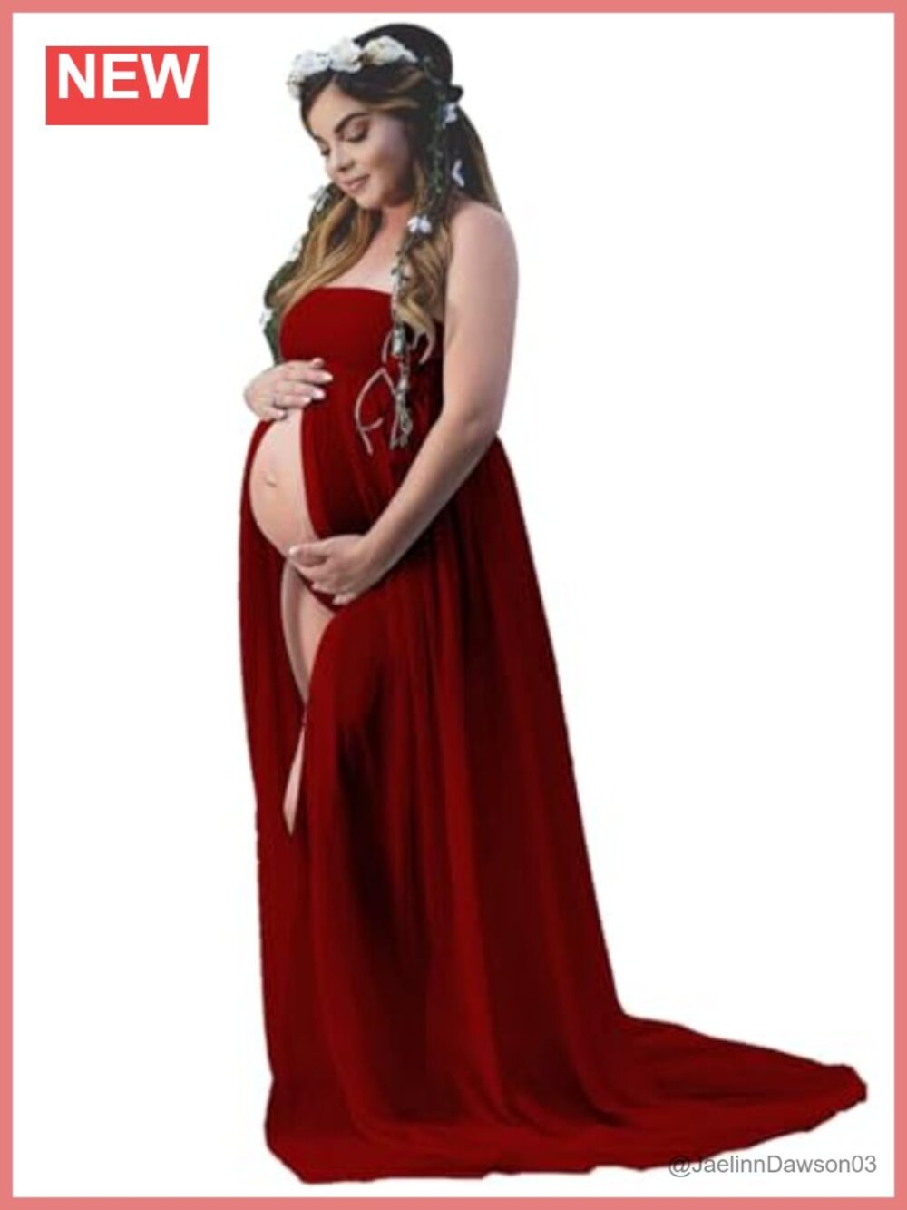 Maternity Photoshoot Dress Off Shoulder Sheer Chiffon Split Front